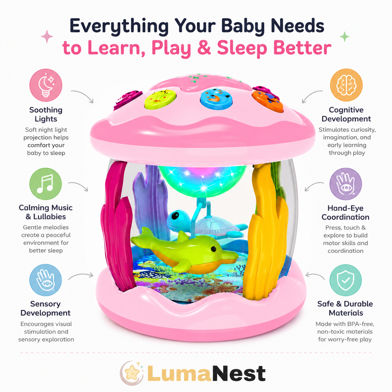 LumaNest DreamGlow™ | Montessori Musical Sleep & Sensory Toy
